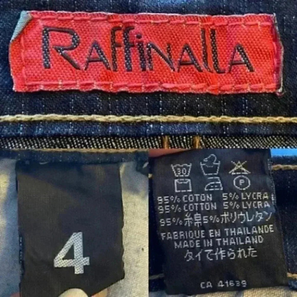 Raffinalla Straight Leg Jeans Beaded Lace Embroidered Dark Blue Denim Size 2/26 - Picture 15 of 17